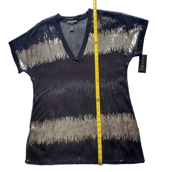 I.N.C International Concepts Women's Sequin V-Neck Pullover Sheer Top Size XL - Picture 4 of 12